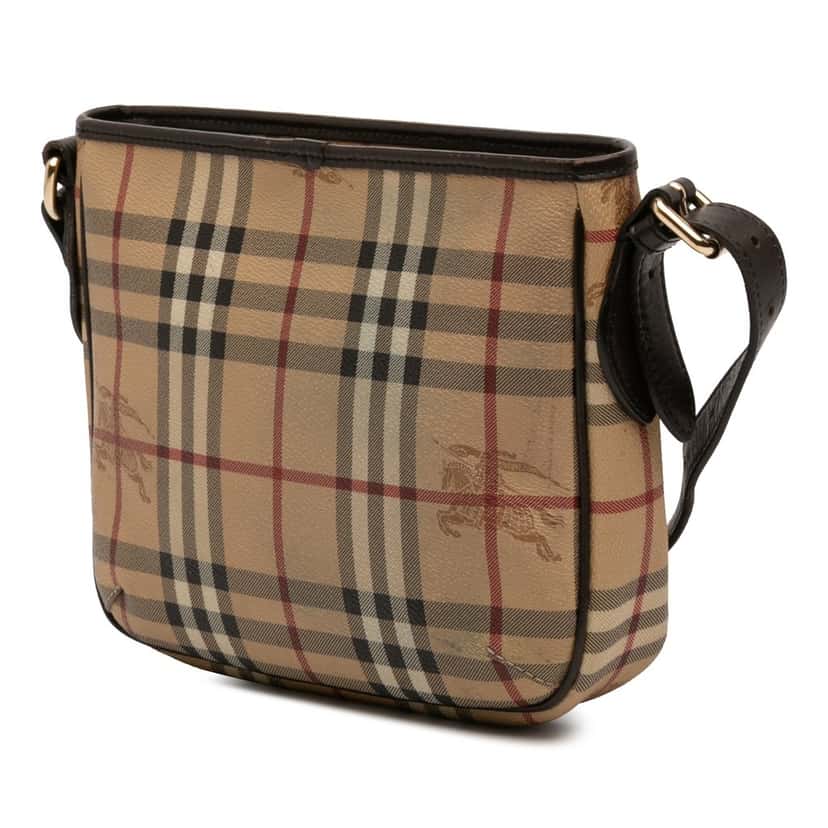 Burberry Haymarket Check Coated Canvas Crossbody Beige Good condition - Back View