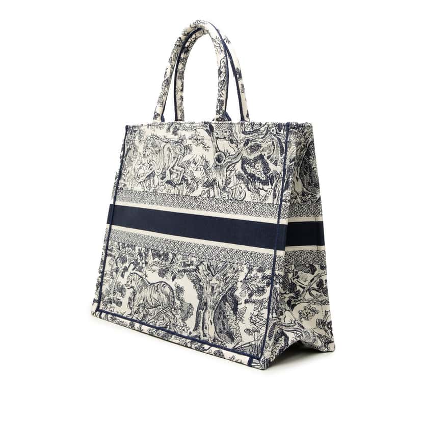 Dior Large Canvas Embroidered Dioriviera Toile De Jouy Book Tote Blue Very good condition - Back View