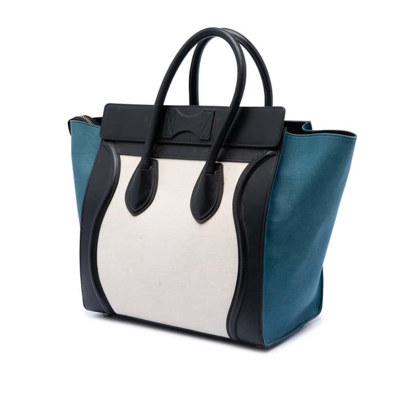 Celine Mini Tricolor Canvas and Leather Luggage Tote White Very good condition - Back View