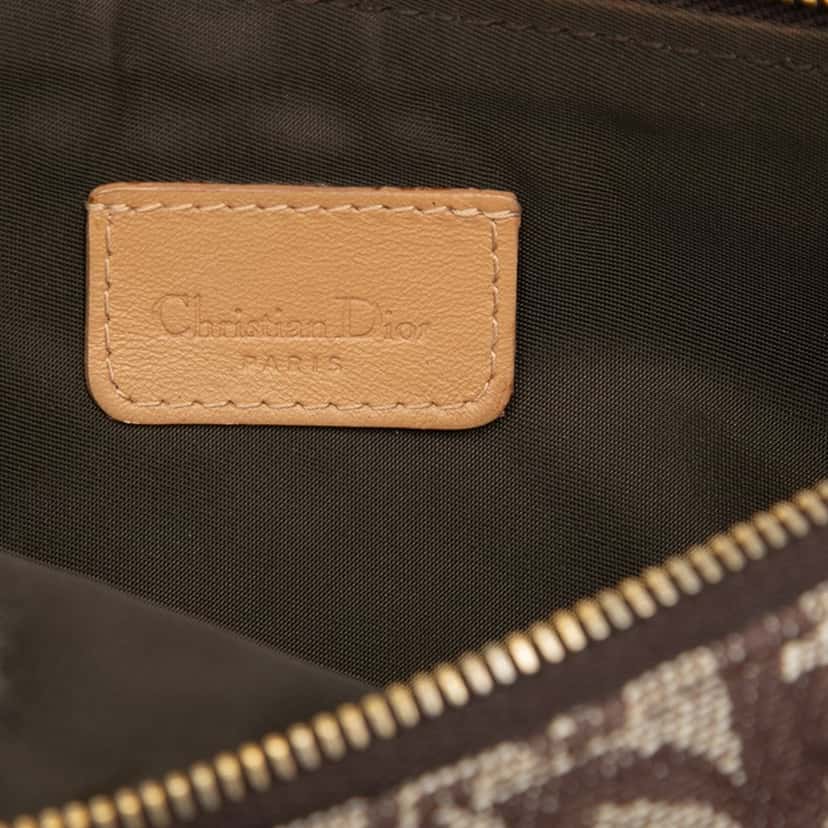 Dior Mini Diorissimo Canvas Saddle Pochette Brown Very good condition - Box View