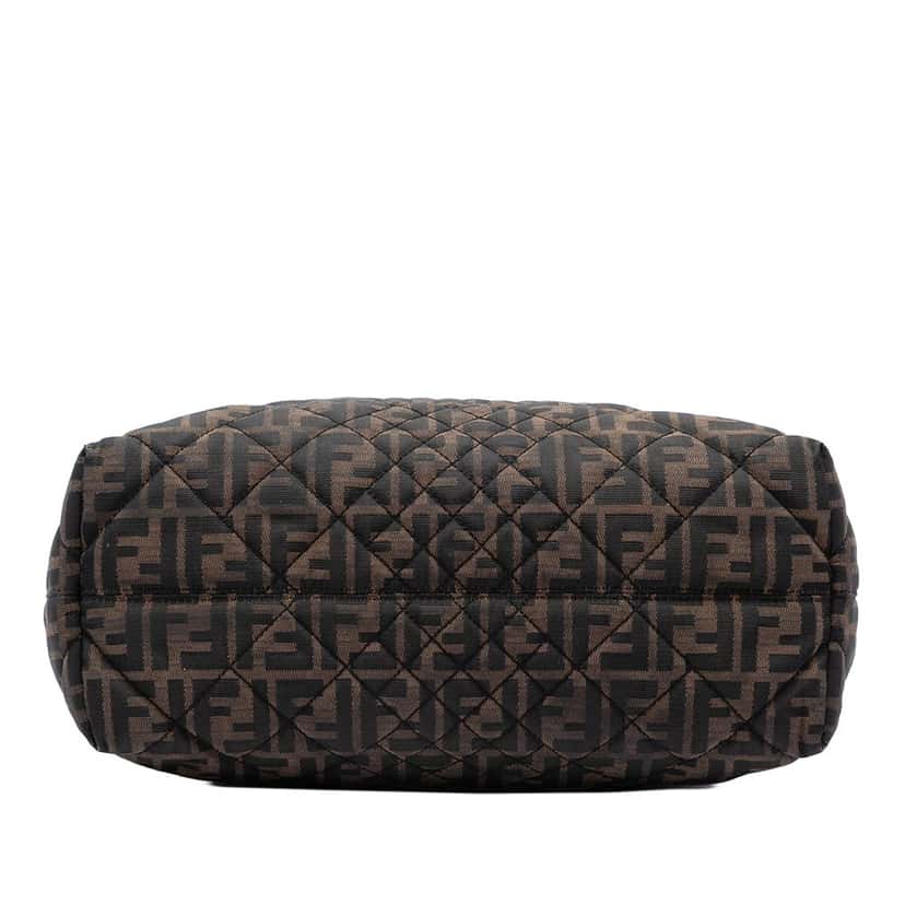 Fendi Medium Quilted Zucca Canvas Roll Tote Brown Very good condition - Inside View