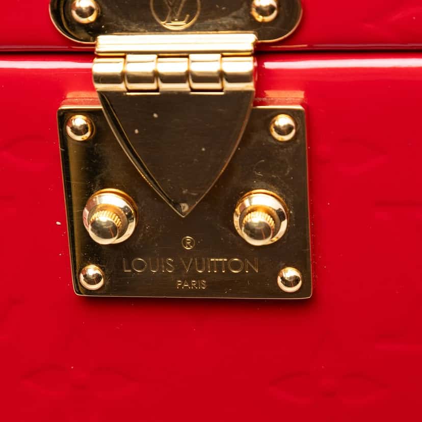 Louis Vuitton Monogram Vernis Bleecker Box Vanity Bag Red Leather Very good condition - Box View