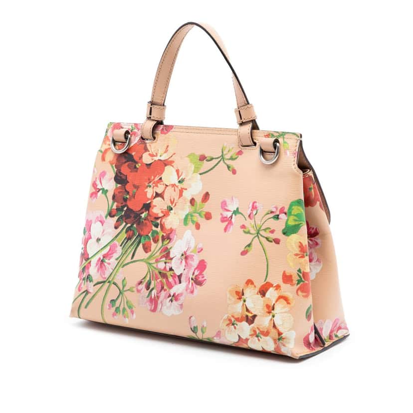 Gucci Small Calfskin Blooms Bamboo Daily Satchel Pink Leather Very good condition - Back View