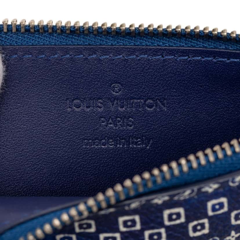 Louis Vuitton Monogram Bandana Coin Card Holder Blue Leather Very good condition - Box View