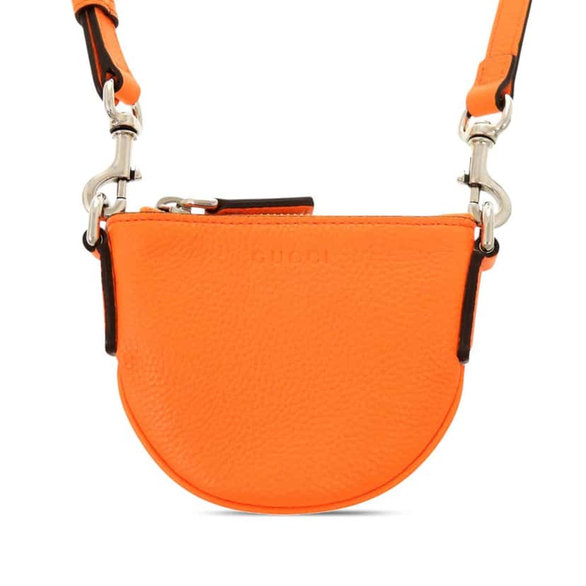 Gucci Micro Mini Calfskin Web B Crossbody Orange Leather Very good condition - Front View