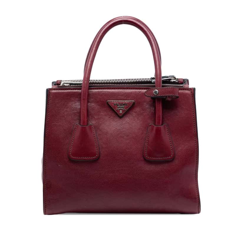 Prada Glace Calf Twin Pocket Satchel Red Leather Very good condition - Front View