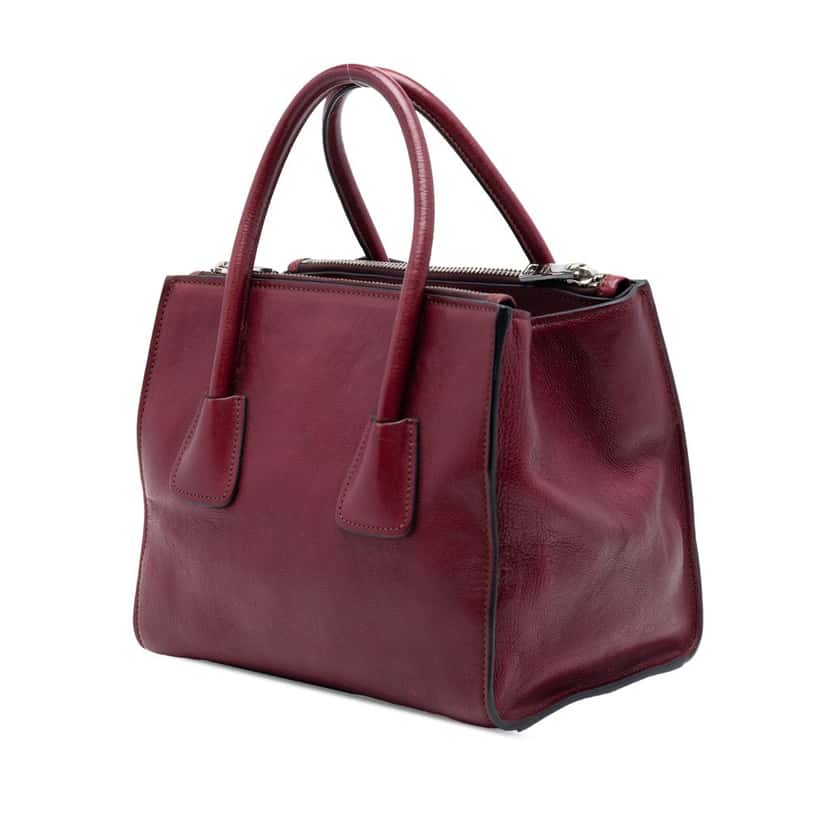 Prada Glace Calf Twin Pocket Satchel Red Leather Very good condition - Back View