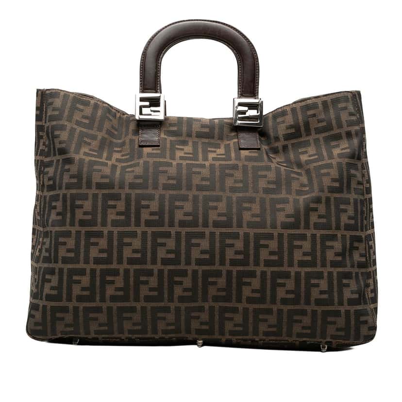 Fendi Large Zucca Canvas Twins Tote Brown Very good condition - Front View