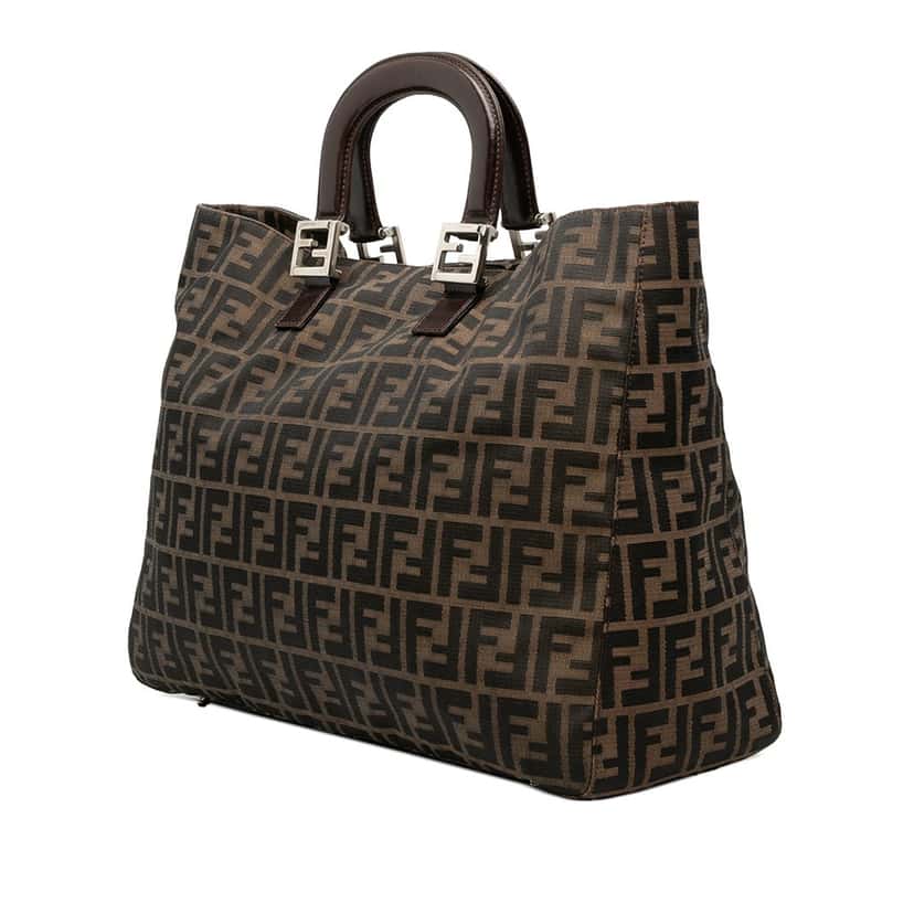 Fendi Large Zucca Canvas Twins Tote Brown Very good condition - Back View