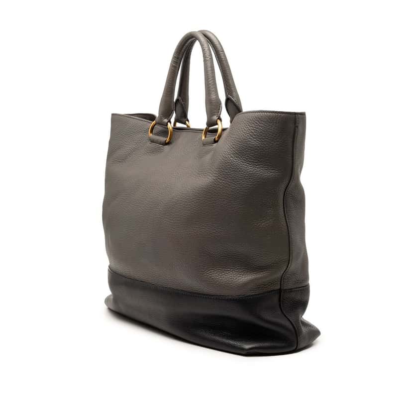 Prada Bicolor Vitello Daino Open Convertible Tote Brown Leather Very good condition - Back View