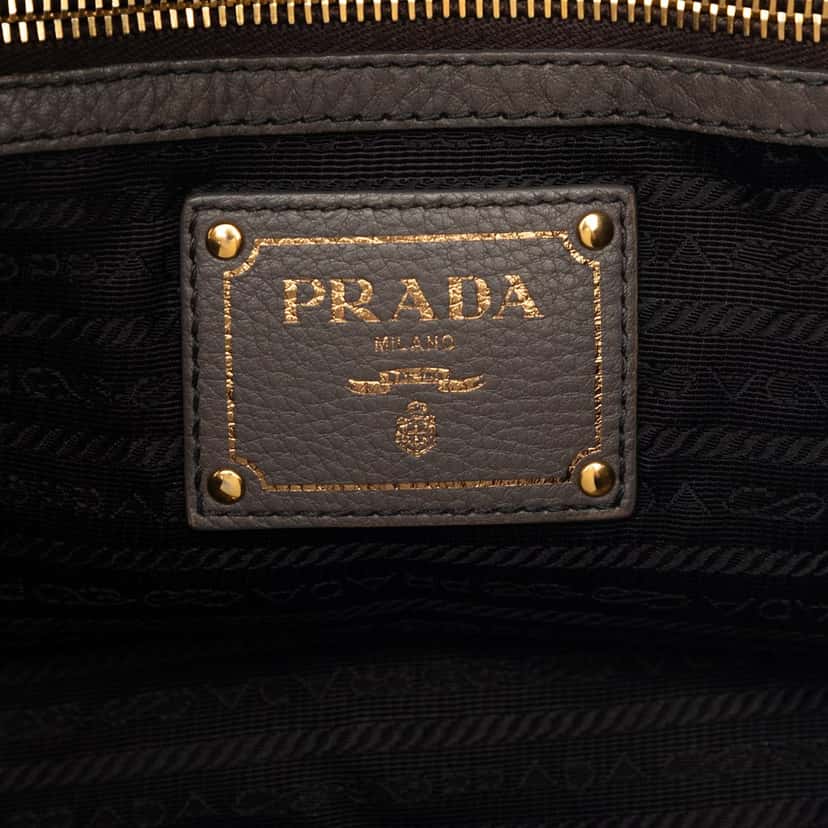 Prada Bicolor Vitello Daino Open Convertible Tote Brown Leather Very good condition - Box View