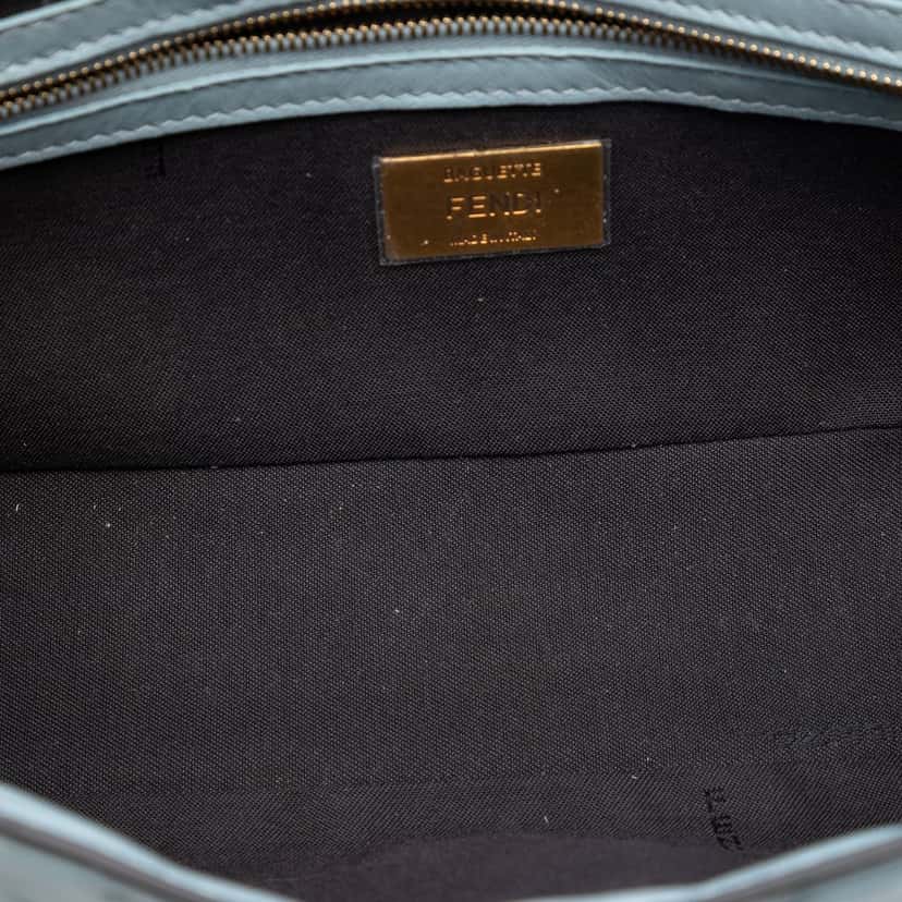 Fendi Zucca Embossed Leather Baguette Satchel Blue Leather Very good condition - Model View