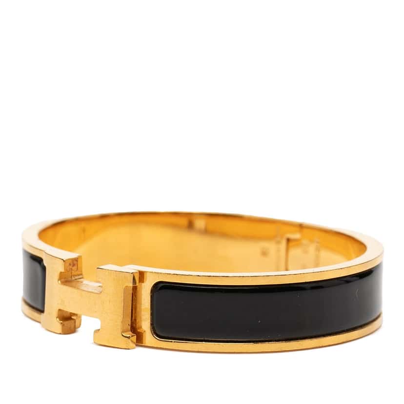 Hermès Narrow Enamel Clic H Bracelet PM Black Very good condition - Back View