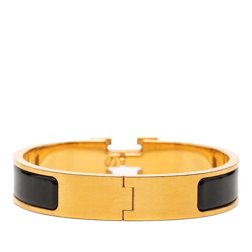 Hermès Narrow Enamel Clic H Bracelet PM Black Very good condition - Inside View