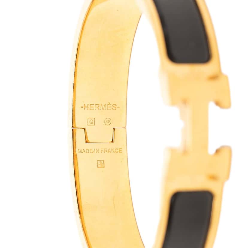 Hermès Narrow Enamel Clic H Bracelet PM Black Very good condition - Model View