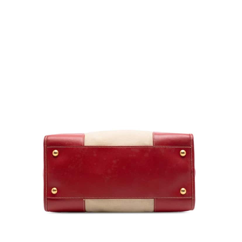 Prada Saffiano Trimmed Canvas Canapa Satchel Beige Very good condition - Inside View