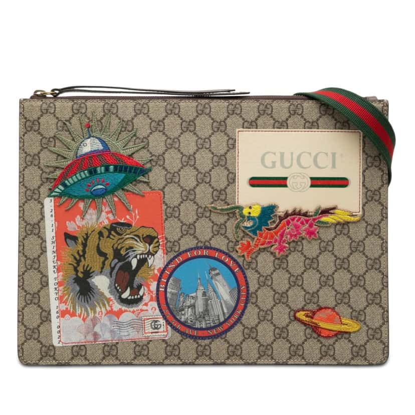 Gucci GG Supreme Web Courrier Messenger Bag Beige Very good condition - Front View