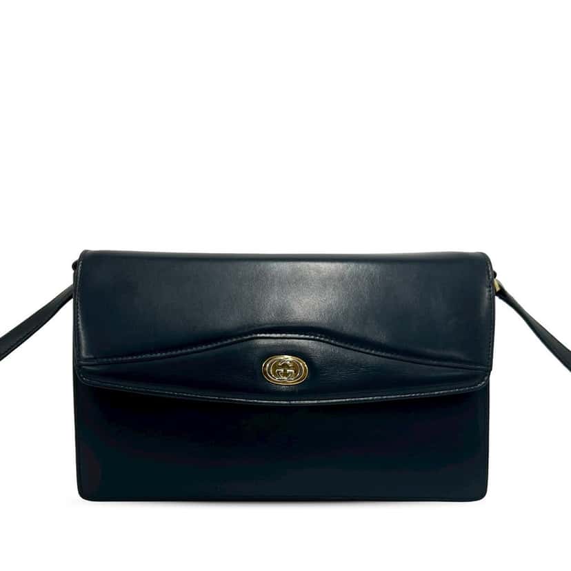 Gucci Leather Flap Crossbody Black Leather Very good condition - Front View