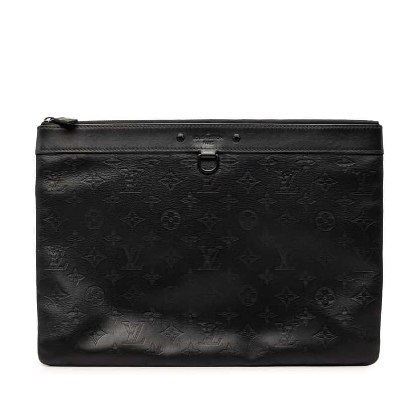 Louis Vuitton Monogram Shadow Discovery Pochette Black Leather Very good condition - Front View