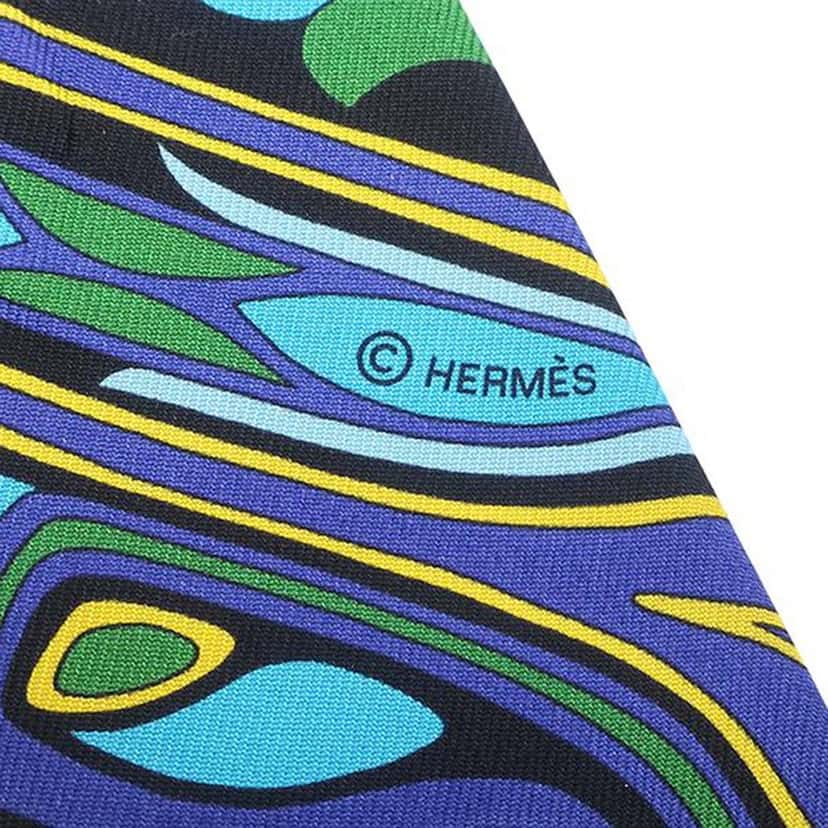 Hermès Folklore Silk Twilly Scarf Black Very good condition - Box View