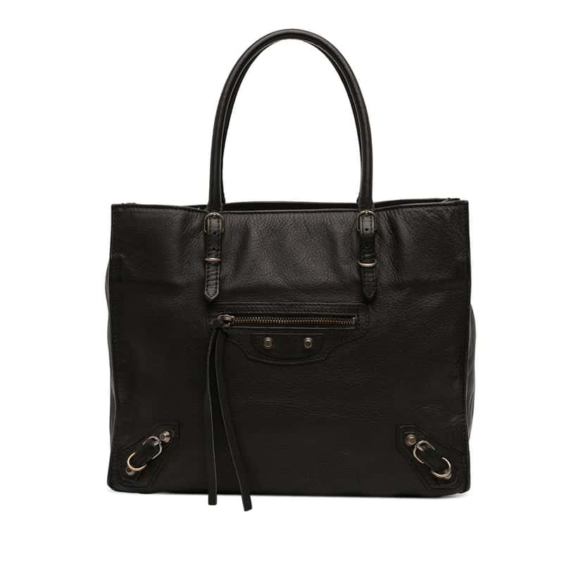 Balenciaga Calfskin Papier A6 Tote Black Leather Very good condition - Front View