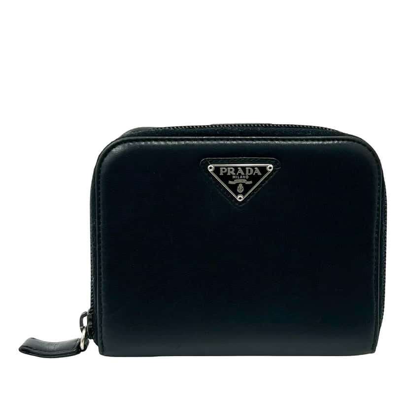 Prada Leather Bifold Small Wallet Black Leather Very good condition - Front View