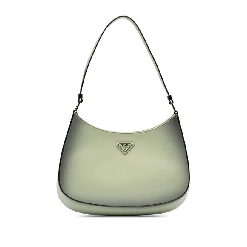 Prada Gradient Spazzolato Cleo Shoulder Bag Green Leather Very good condition - Front View