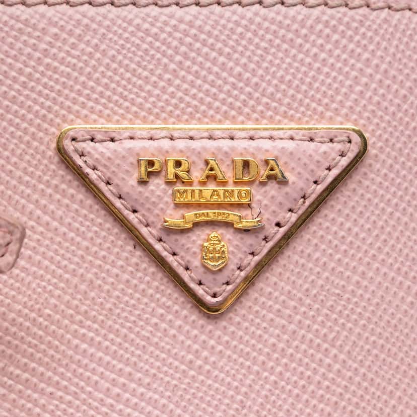Prada Medium Bicolor Saffiano Cuir Double Satchel Pink Leather Very good condition - Box View