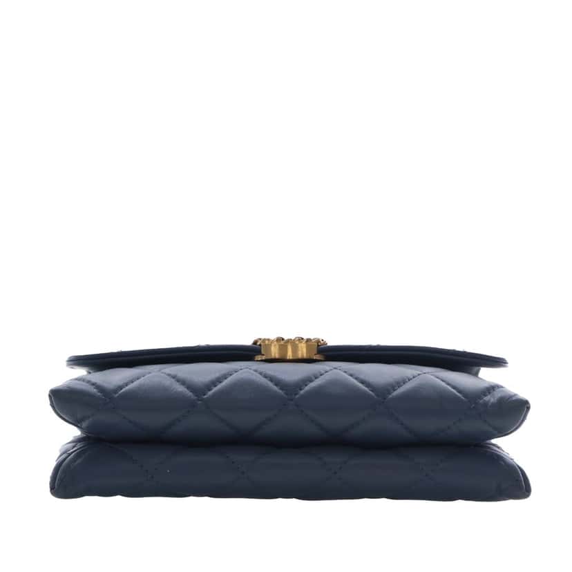 Chanel Medium Quilted Calfskin 19 Flap Blue Leather Very good condition - Box View