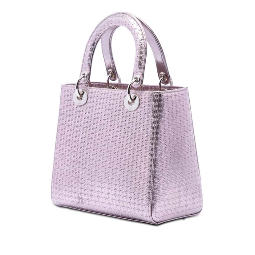 Dior Medium Metallic Patent Microcannage Lady Dior Purple Leather Very good condition - Back View