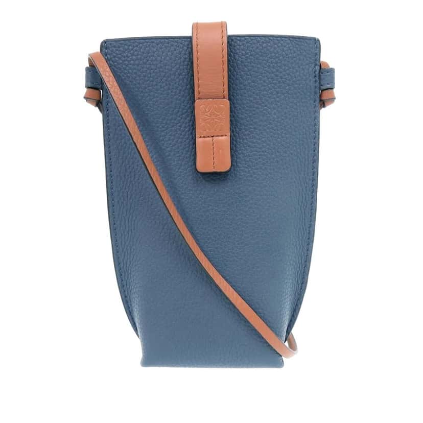 LOEWE Bicolor Grained Calfskin Gate Pocket Crossbody Blue Leather Very good condition - Front View
