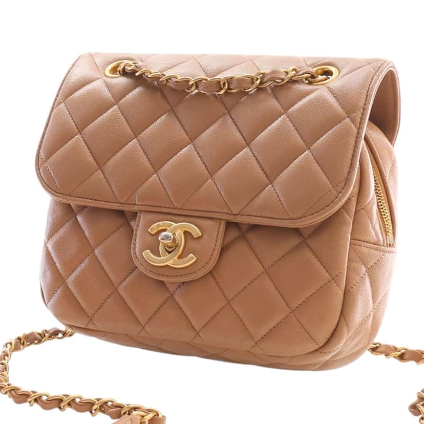 Chanel CC Quilted Caviar Crossbody Brown Leather Very good condition - Inside View