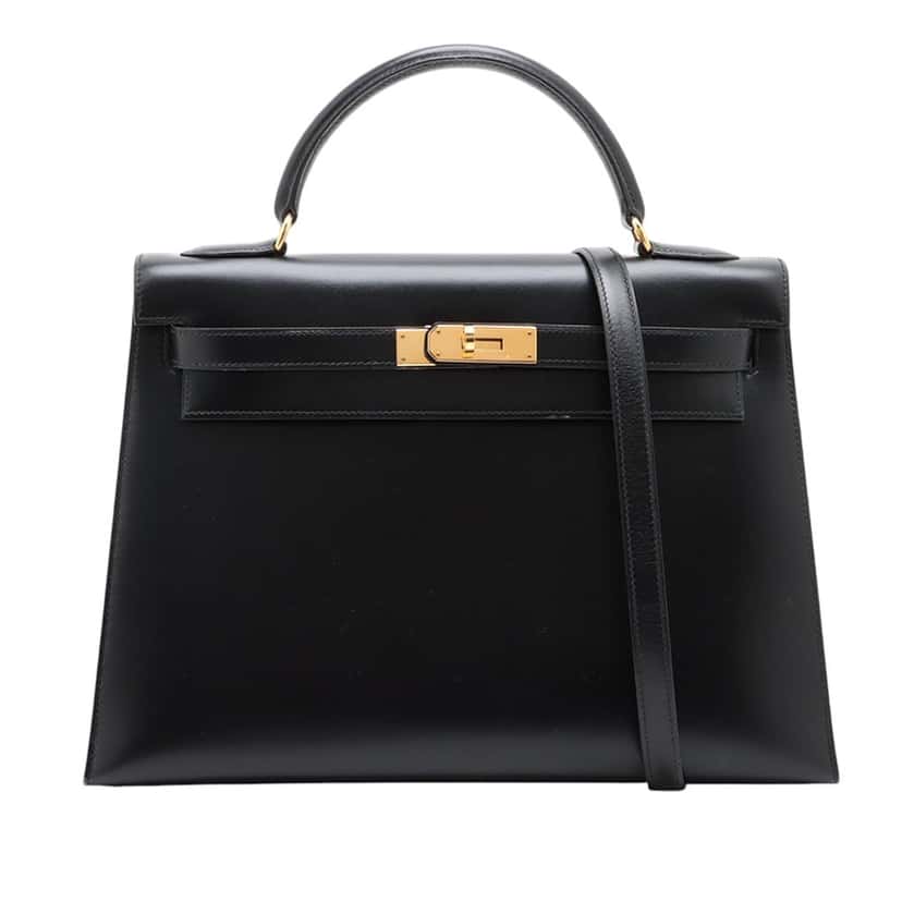 Hermès Box Calf Kelly Sellier 32 Black Leather Very good condition - Front View