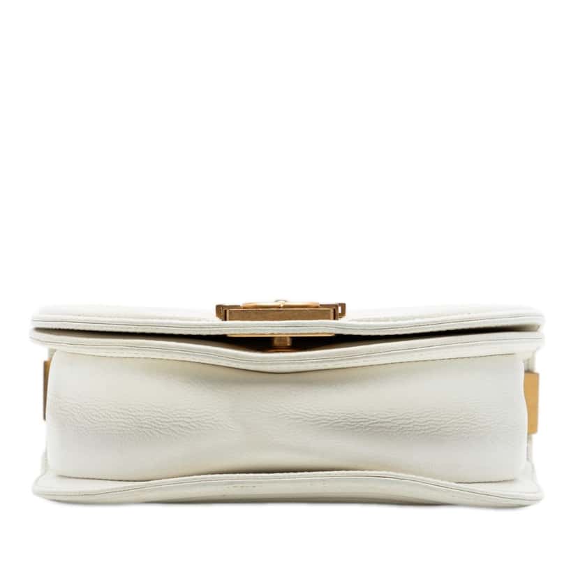 Chanel Mini Quilted Caviar Boy Messenger Bag White Leather Very good condition - Inside View