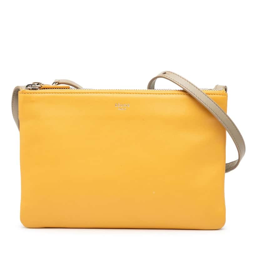 Celine Large Tricolor Lambskin Trio Crossbody Yellow Leather Very good condition - Front View