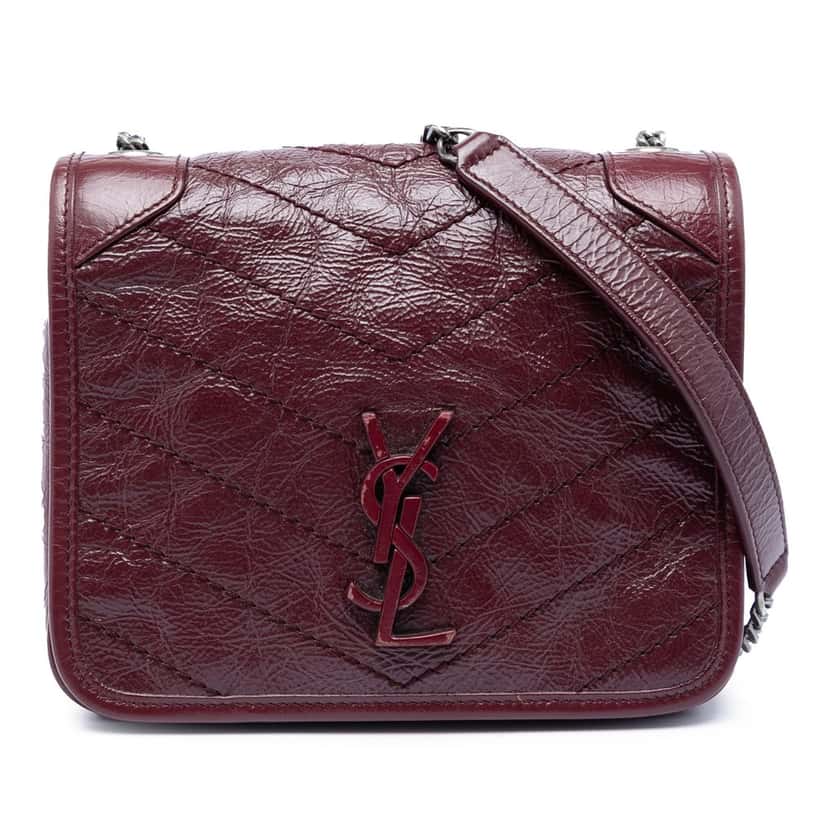Saint Laurent Crinkled Calfskin Niki Wallet on Chain Red Leather Very good condition - Front View