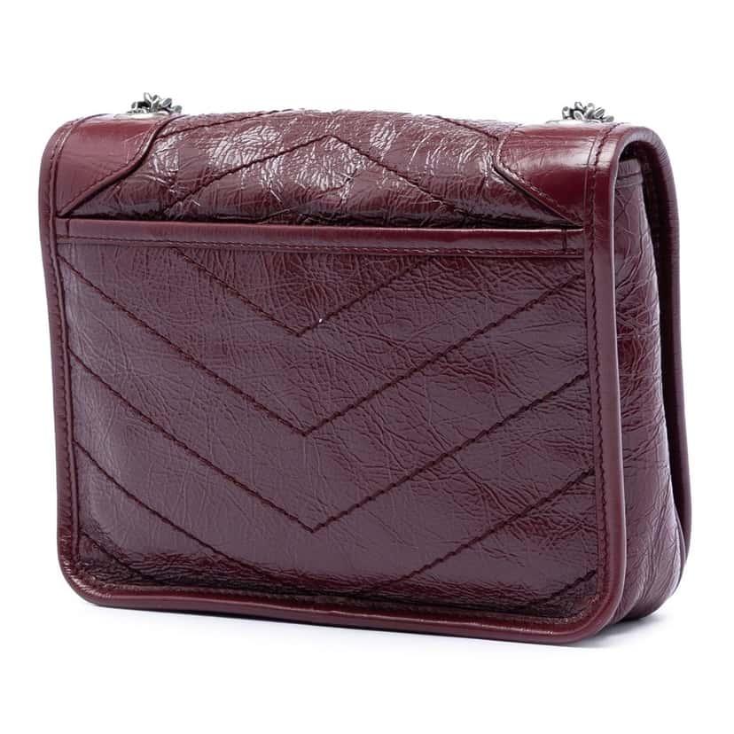 Saint Laurent Crinkled Calfskin Niki Wallet on Chain Red Leather Very good condition - Back View