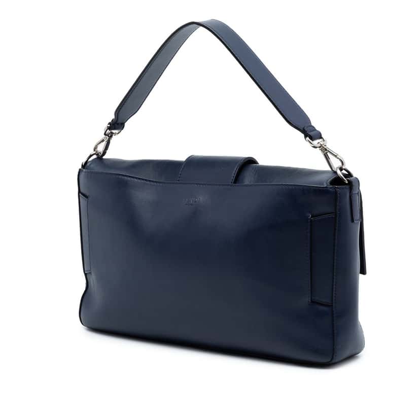 Fendi Large Zucca Embossed Leather Convertible Belt Baguette Blue Leather Very good condition - Back View