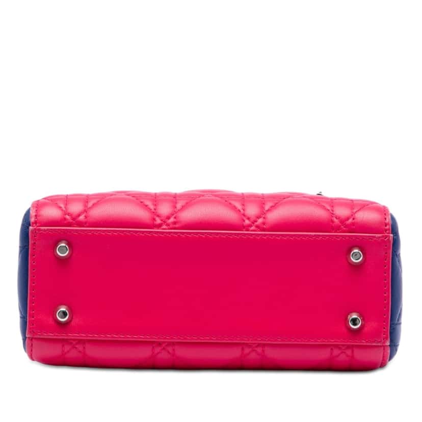 Dior Mini Tricolor Lambskin Cannage Lady Dior Pink Leather Very good condition - Inside View
