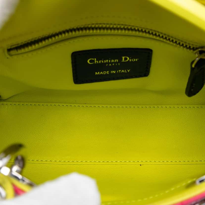 Dior Mini Tricolor Lambskin Cannage Lady Dior Pink Leather Very good condition - Model View