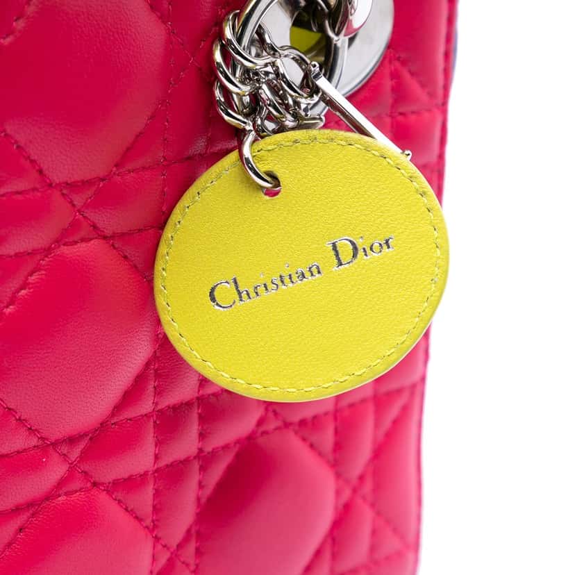 Dior Mini Tricolor Lambskin Cannage Lady Dior Pink Leather Very good condition - Box View
