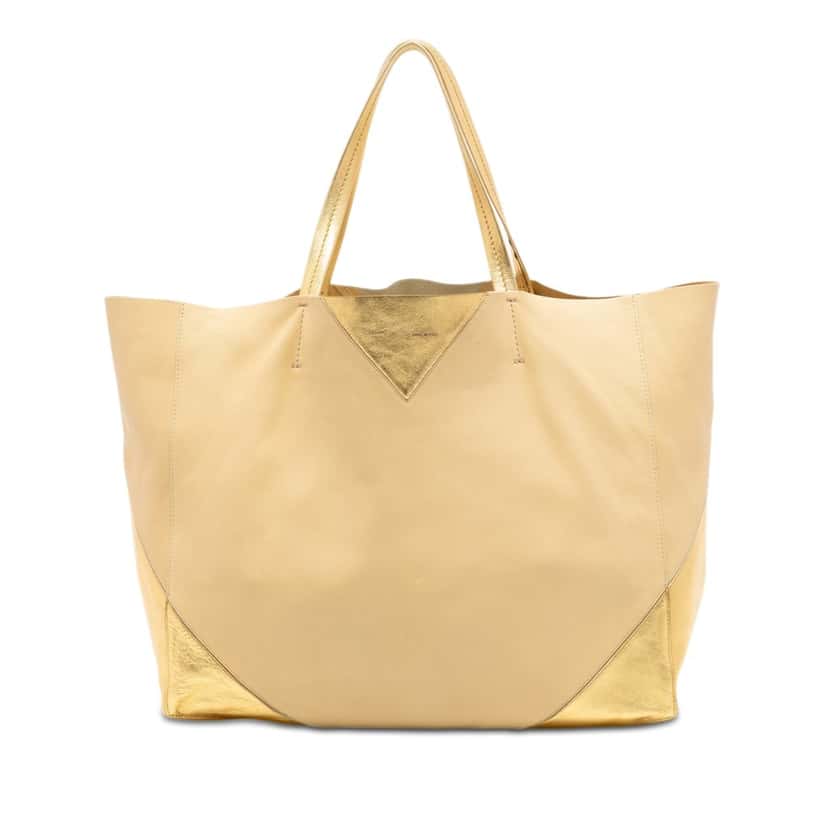 Celine Bicolor Lambskin Horizontal Cabas Tote Beige Leather Very good condition - Front View
