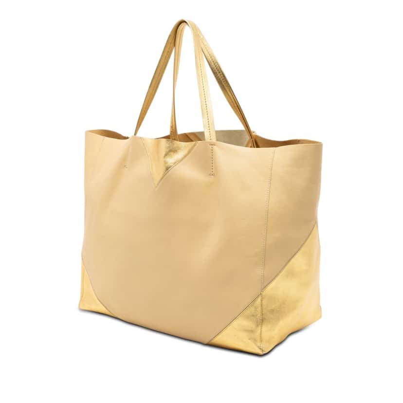Celine Bicolor Lambskin Horizontal Cabas Tote Beige Leather Very good condition - Back View
