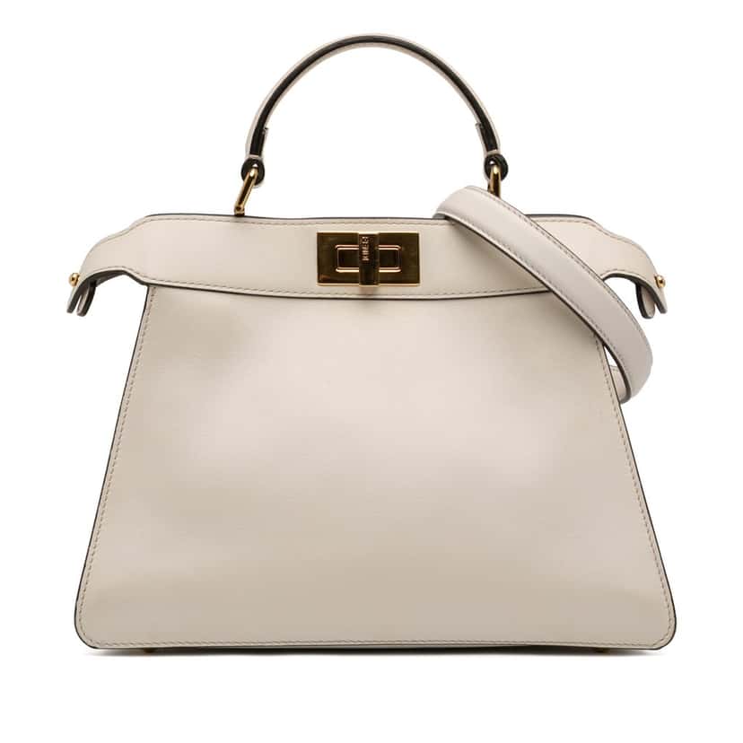 Fendi Small Leather Peekaboo ISeeU Satchel White Leather Very good condition - Front View