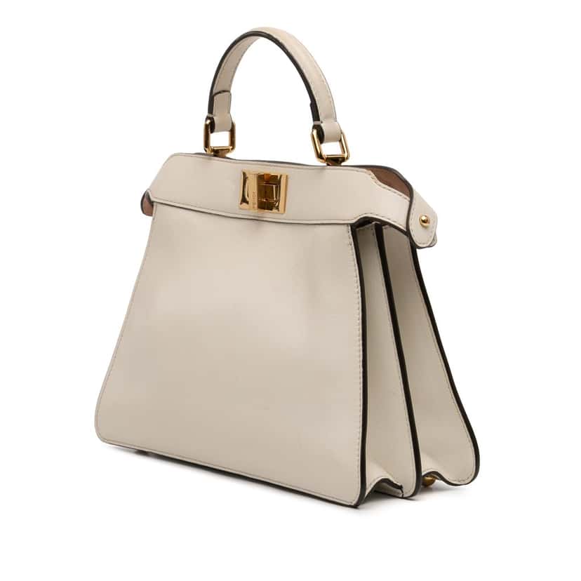 Fendi Small Leather Peekaboo ISeeU Satchel White Leather Very good condition - Back View