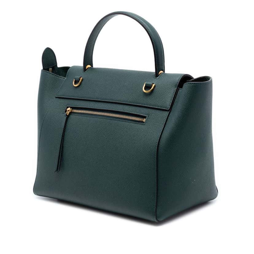 Celine Mini Grained Calfskin Belt Bag Green Leather Very good condition - Back View