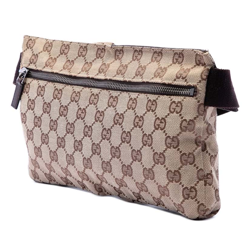 Gucci GG Canvas Double Pocket Belt Bag Beige Very good condition - Back View