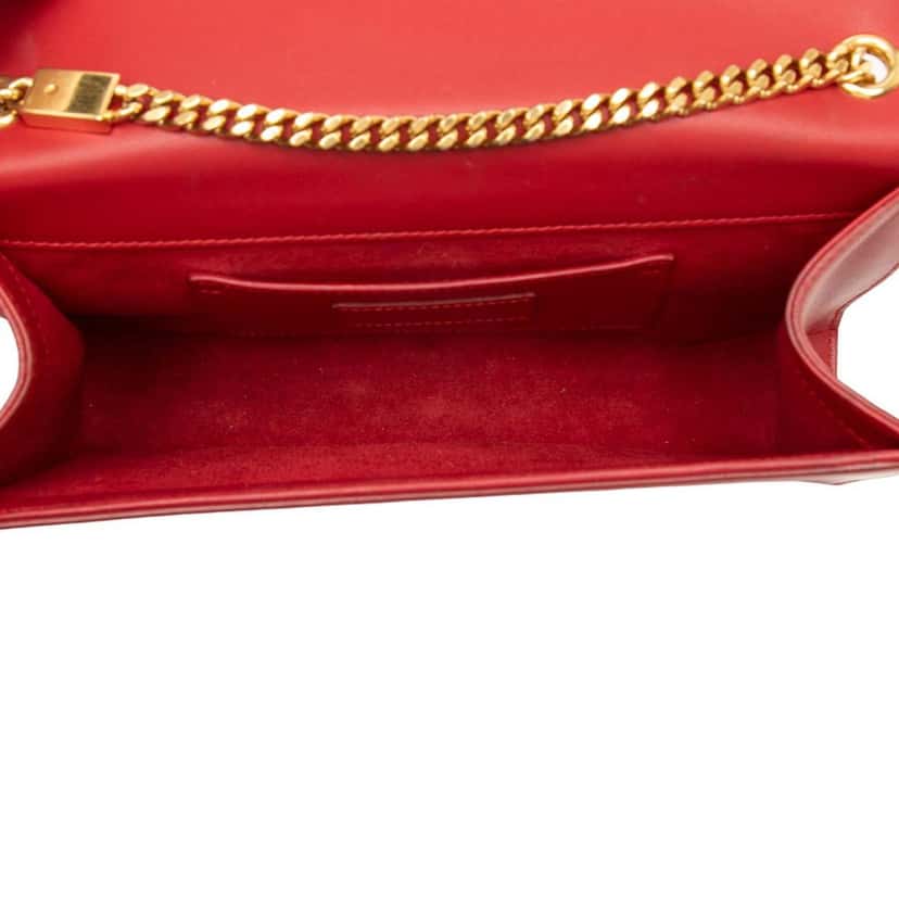 Saint Laurent Medium Smooth Calfskin Classic Monogram Kate Tassel Crossbody Red Leather Very good condition - Model View