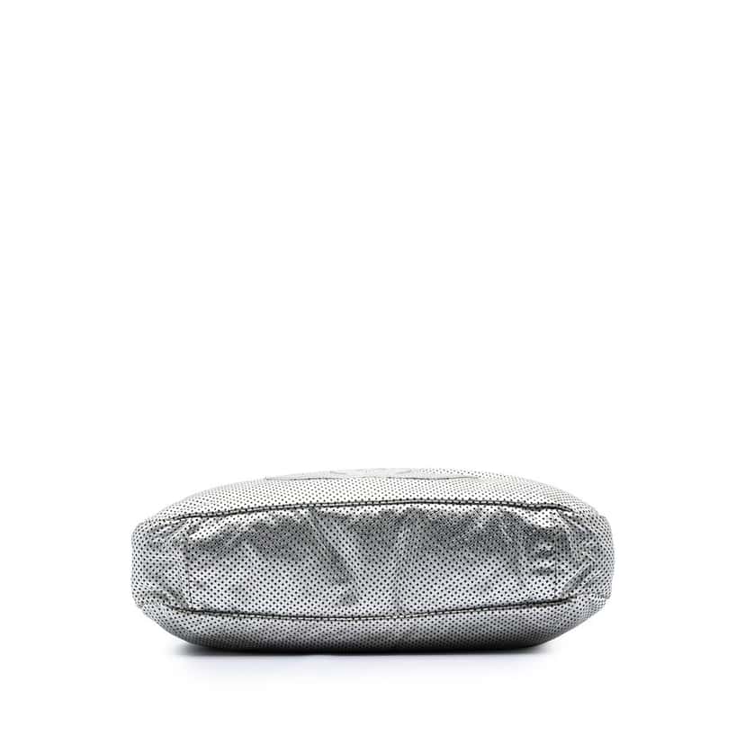 Chanel Large Metallic Glazed Calfskin Perforated Rodeo Drive Satchel Silver Leather Very good condition - Inside View