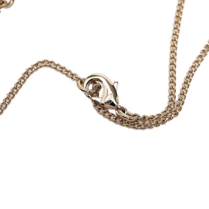 Chanel CC Gold Plated Faux Pearl Strass Deer Pendant Necklace Gold Metal Very good condition - Inside View